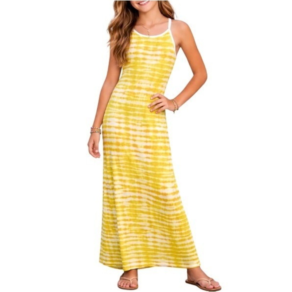 Art Class Girls Yellow‎ Tie Dye Ribbed High Neck Long Maxi Dress Size XL